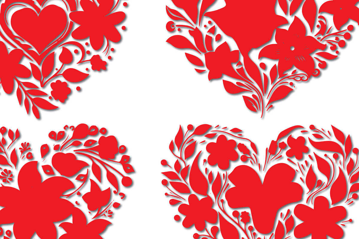Intra απο ξύλο plywood 3mm-4mm πάχος - Πακέτο Cricut Floral Flower Heart  Δίασταση 20x20 cm INTRAFABR-86300650