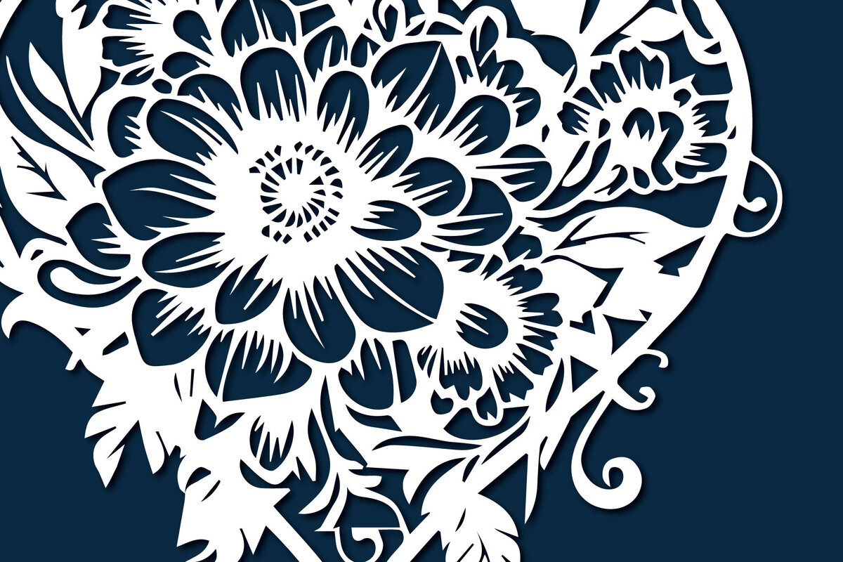 Σετ των 3 Intra απο ξύλο plywood 3mm-4mm πάχος -  Cricut Flower Heart  Cut Δίασταση 4x4 cm INTRAFABR-89608345