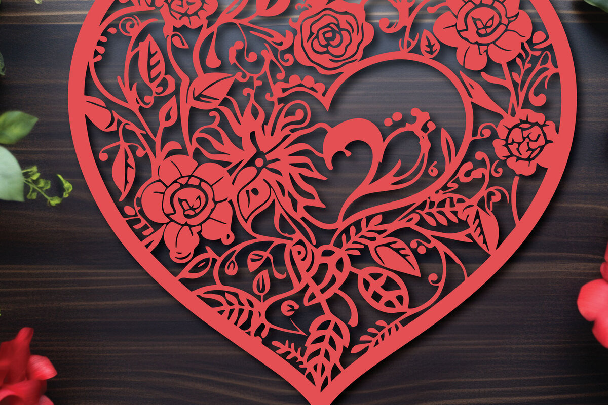 Σετ των 3 Intra απο ξύλο plywood 3mm-4mm πάχος -  Cricut Flower Heart  Cut Δίασταση 4x4 cm INTRAFABR-89653230