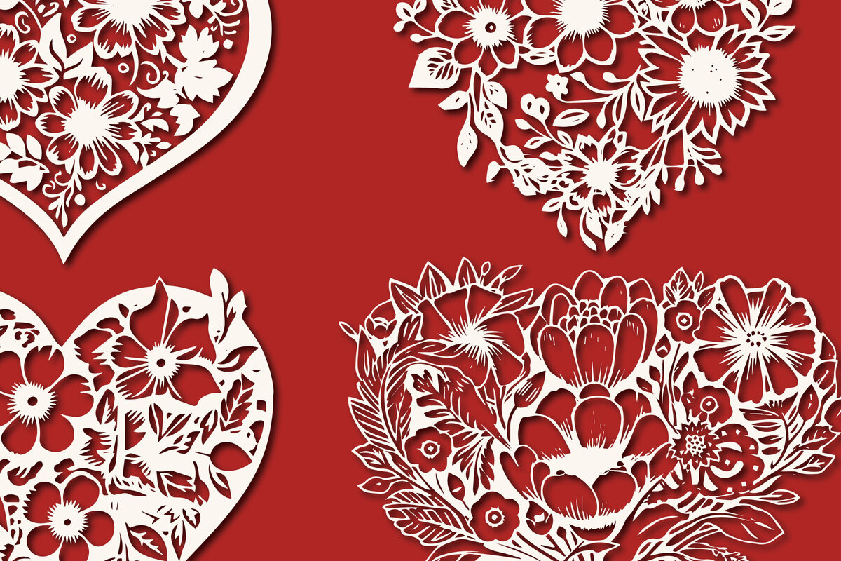 Σετ των 3 Intra απο ξύλο plywood 3mm-4mm πάχος - Πακέτο υ Cricut Flower Heart  Cut Δίασταση 4x4 cm INTRAFABR-89607632