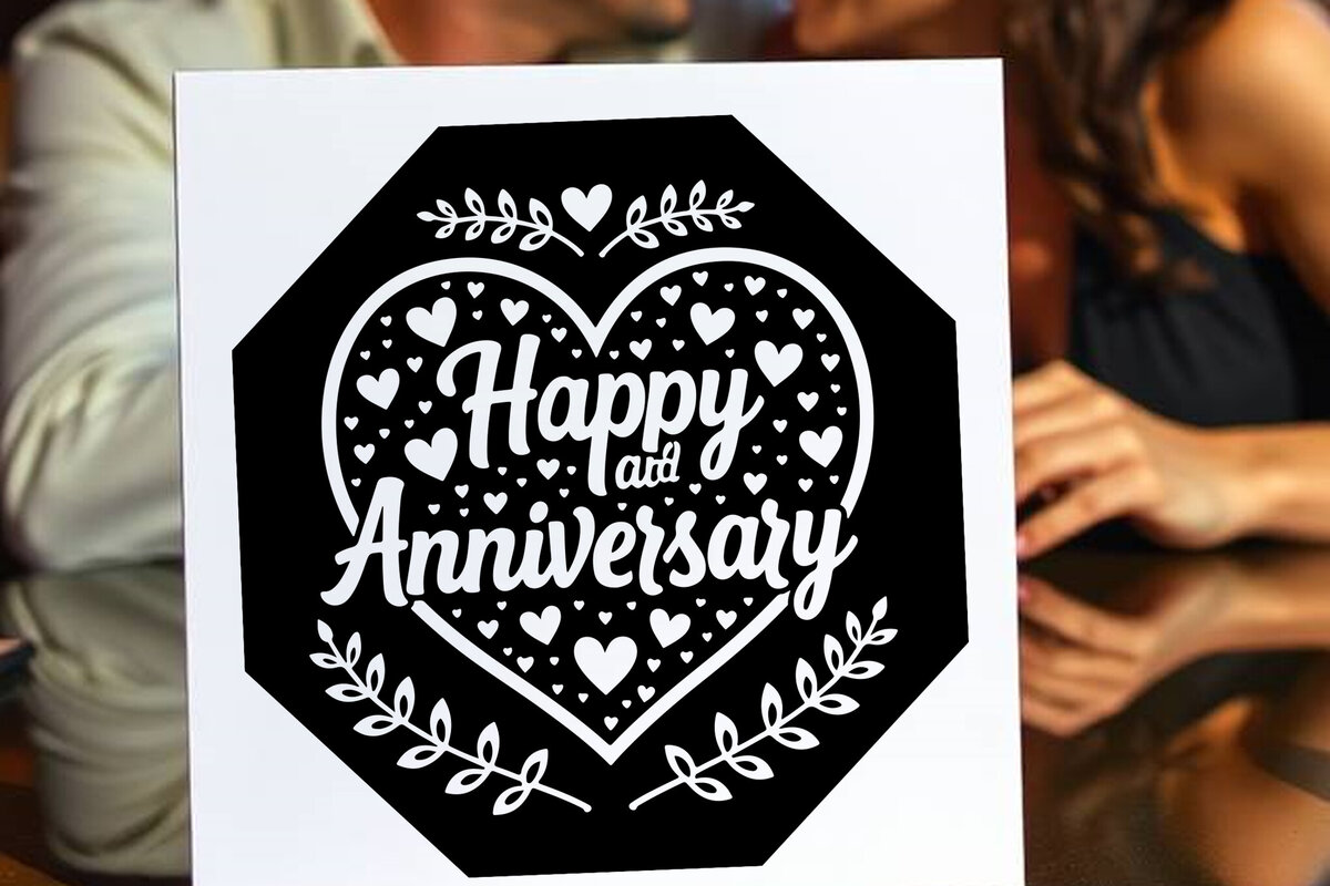 Σετ των 2 Intra απο ξύλο plywood 3mm-4mm πάχος - Cricut Happy Anniversary Card  Δίασταση 20x20 cm INTRAFABR-119775973