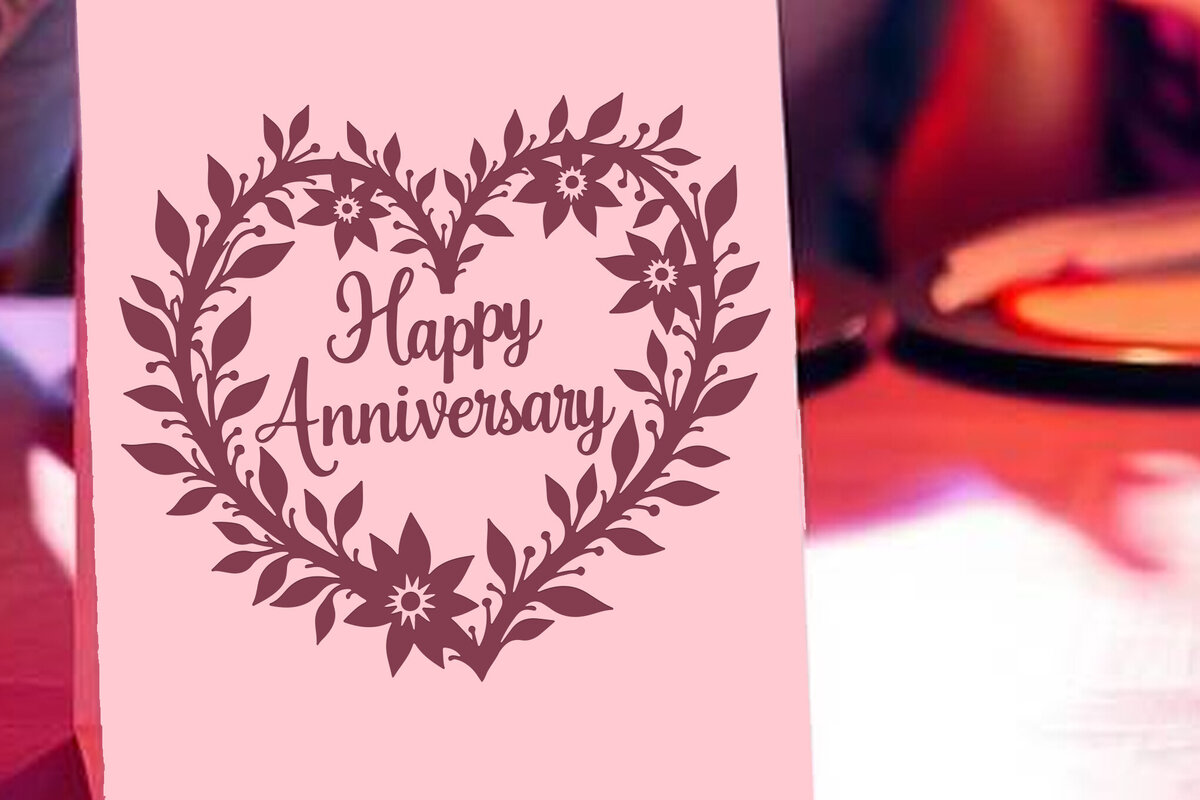 Σετ των 2 Intra απο ξύλο plywood 3mm-4mm πάχος - Cricut Happy Anniversary Card  Δίασταση 20x20 cm INTRAFABR-119775989