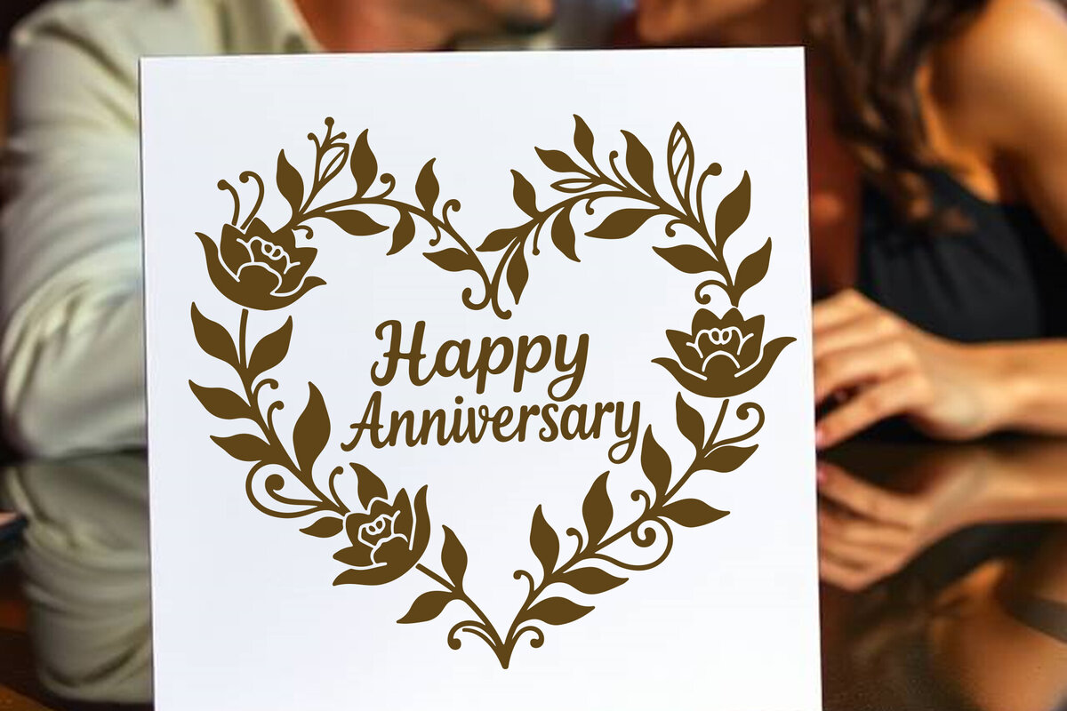 Σετ των 2 Intra απο ξύλο plywood 3mm-4mm πάχος - Cricut Happy Anniversary Card  Δίασταση 20x20 cm INTRAFABR-119776013