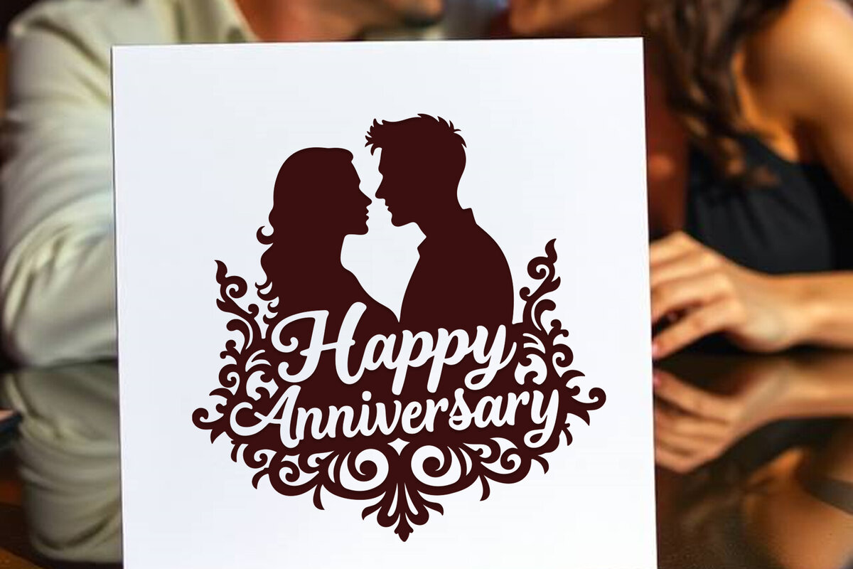 Σετ των 2 Intra απο ξύλο plywood 3mm-4mm πάχος - Cricut Happy Anniversary Card  Δίασταση 20x20 cm INTRAFABR-119775820