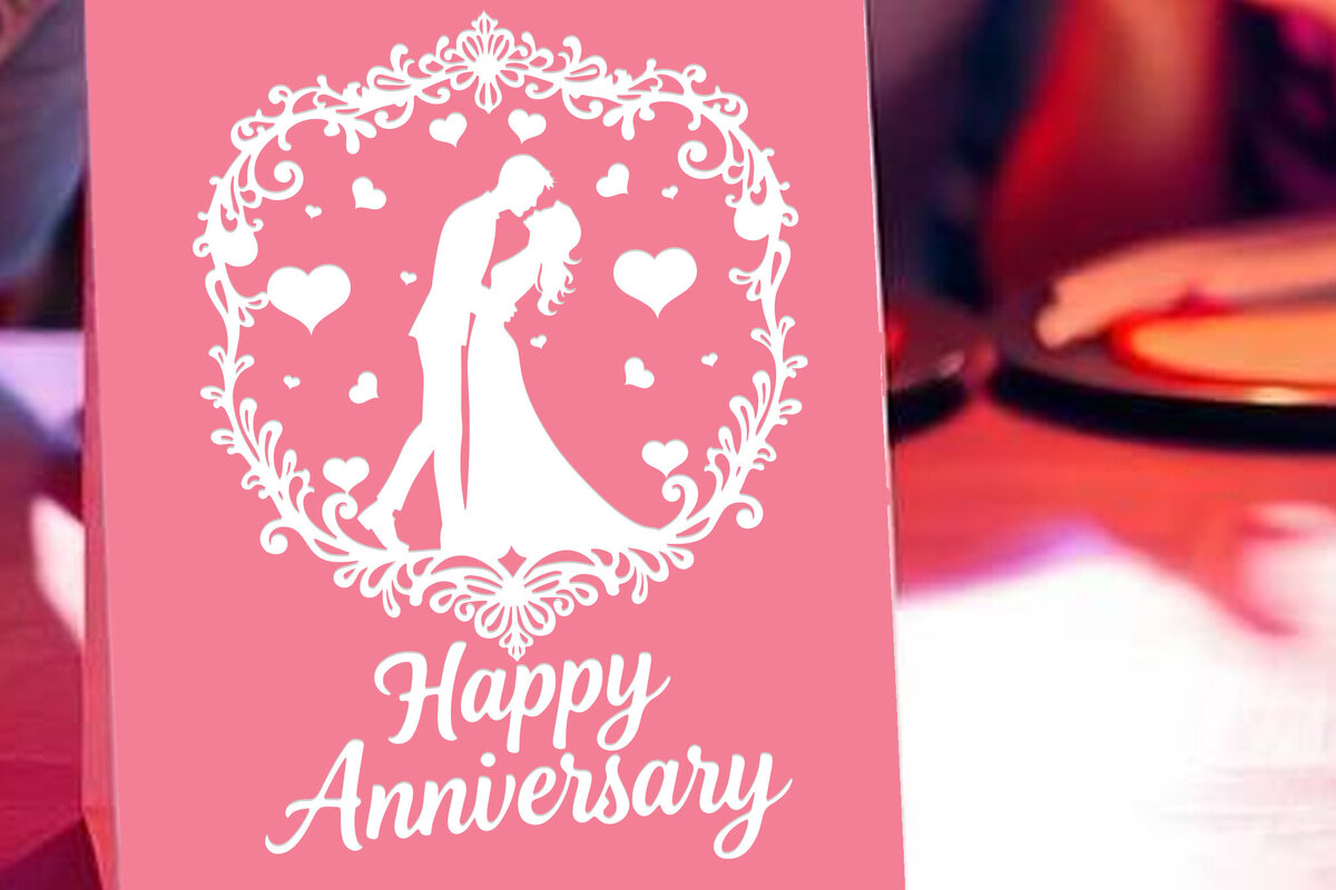 Σετ των 2 Intra απο ξύλο plywood 3mm-4mm πάχος - Cricut Happy Anniversary Card  Δίασταση 20x20 cm INTRAFABR-119775843