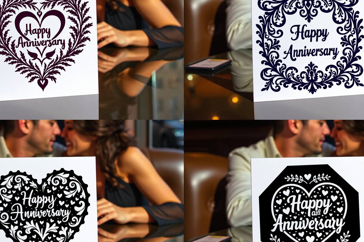 Σετ των 3 Intra απο ξύλο plywood 3mm-4mm πάχος - Πακέτο  κάρτας Cricut Happy Anniversary Δίασταση 20x20 cm INTRAFABR-119820815