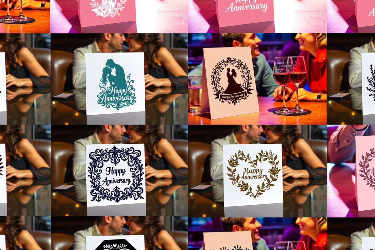 Σετ των 2 Intra απο ξύλο plywood 3mm-4mm πάχος - Πακέτο  κάρτας Cricut Happy Anniversary Δίασταση 20x20 cm INTRAFABR-119820894