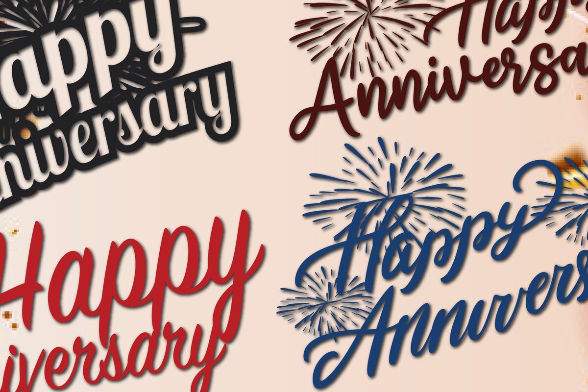 Σετ των 2 Intra απο ξύλο plywood 3mm-4mm πάχος - Πακέτο Cricut Happy Anniversary  Δίασταση 25x25 cm INTRAFABR-44874304