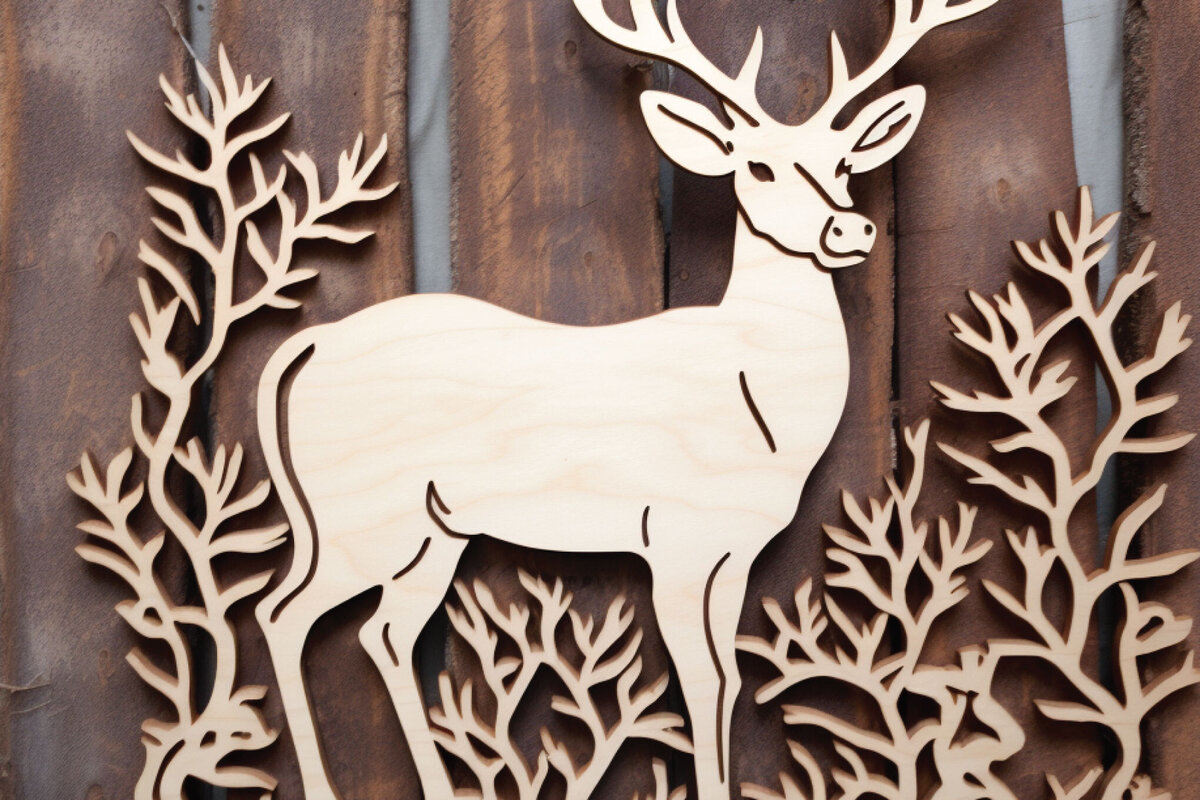 Intra απο ξύλο plywood 3mm-4mm πάχος - Cricut Laser Cut Deer  Decor Δίασταση 30x20 cm INTRAFABR-88574938