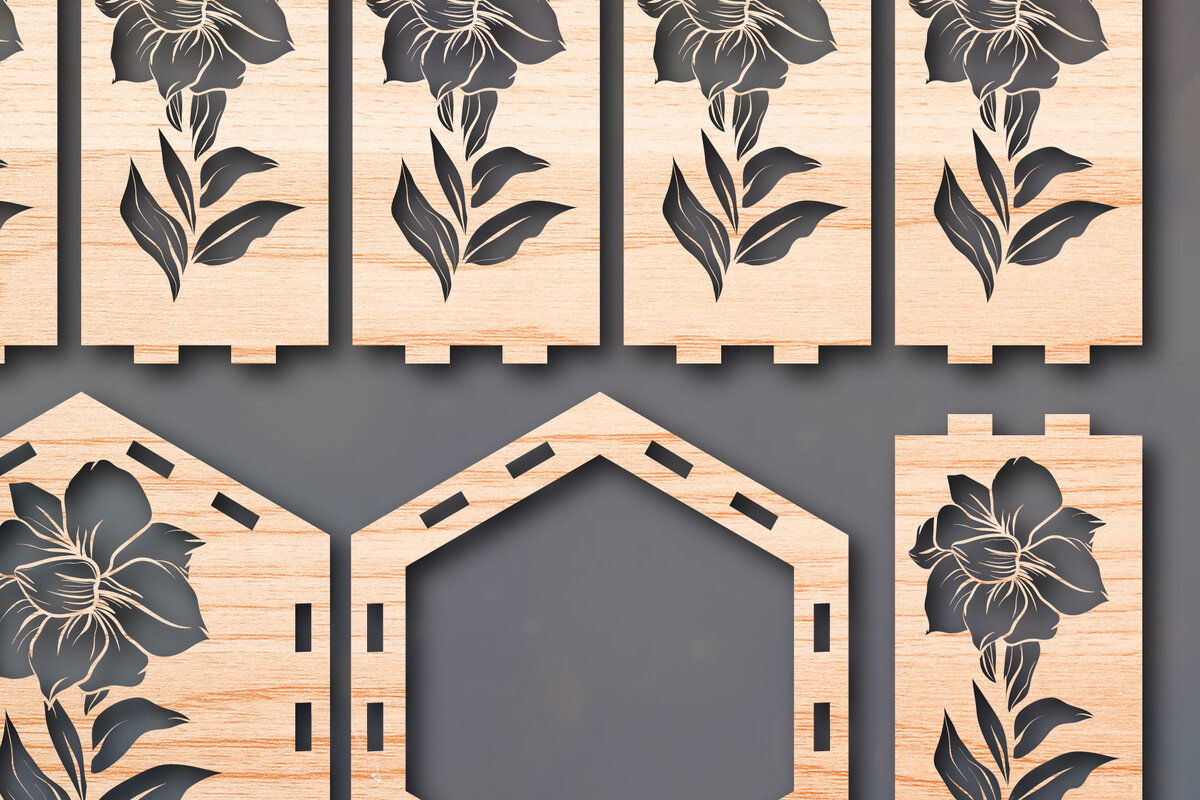 Σετ των 2 Intra απο ξύλο plywood 3mm-4mm πάχος - Cricut Laser Cut Flower Lantern  Δίασταση 25x25 cm INTRAFABR-48662244