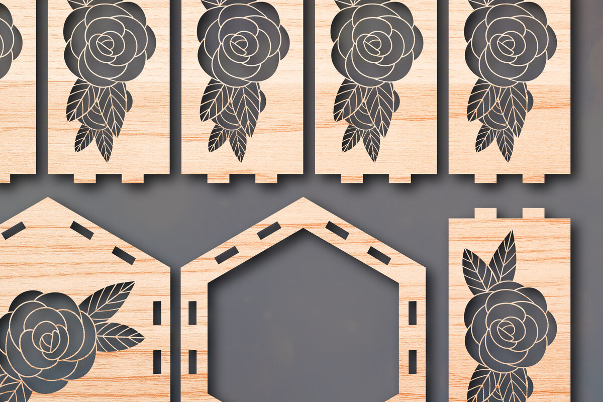 Σετ των 2 Intra απο ξύλο plywood 3mm-4mm πάχος - Cricut Laser Cut Flower Lantern  Δίασταση 25x25 cm INTRAFABR-48671246