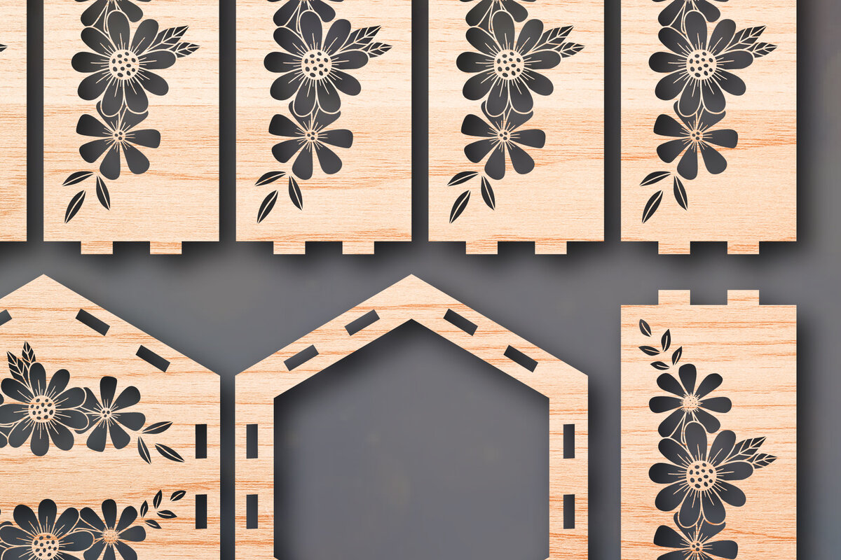 Σετ των 2 Intra απο ξύλο plywood 3mm-4mm πάχος - Cricut Laser Cut Flower Lantern  Δίασταση 25x25 cm INTRAFABR-48656321