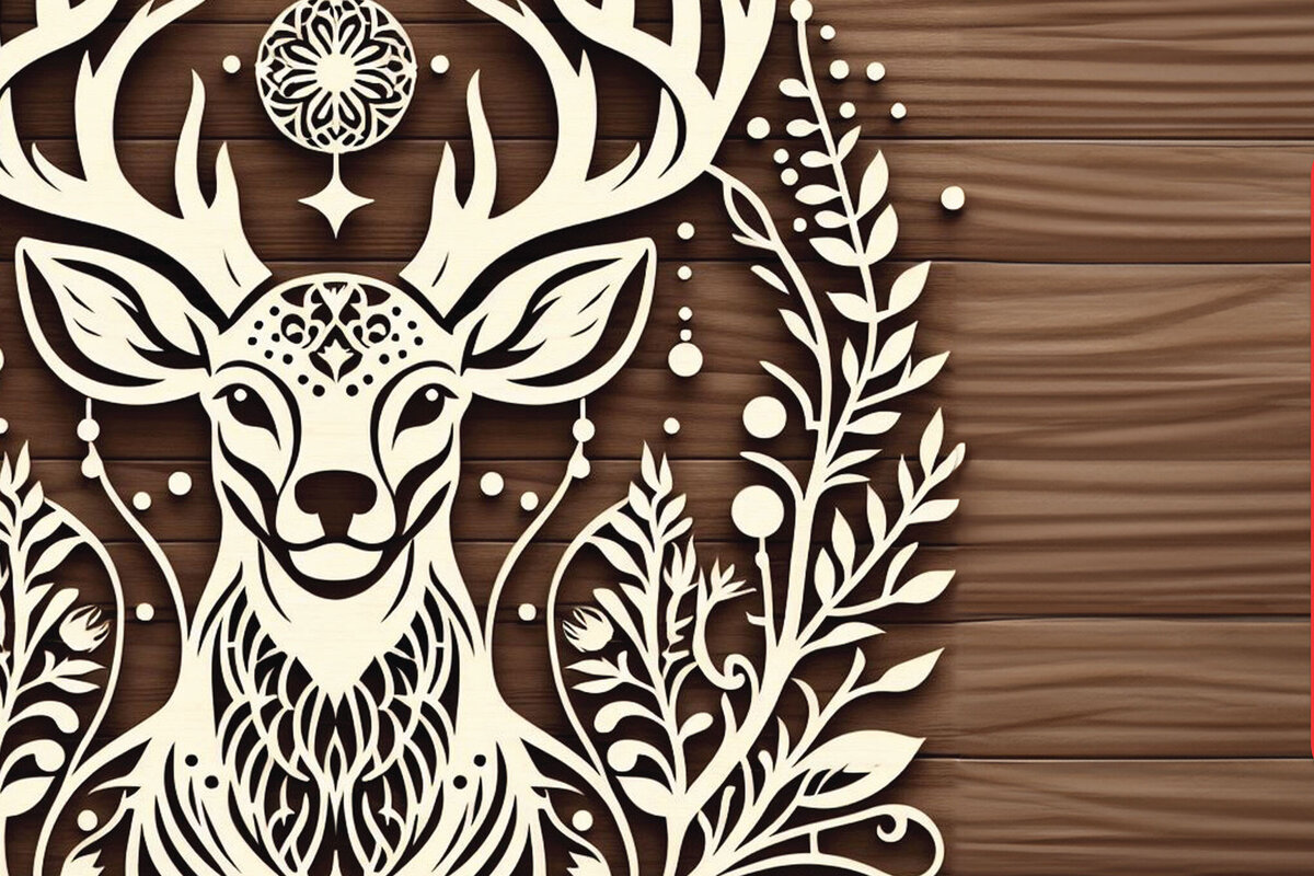 Intra απο ξύλο plywood 3mm-4mm πάχος - Cricut Laser Cut Panno Deer  Δίασταση 40x50 cm INTRAFABR-88511439
