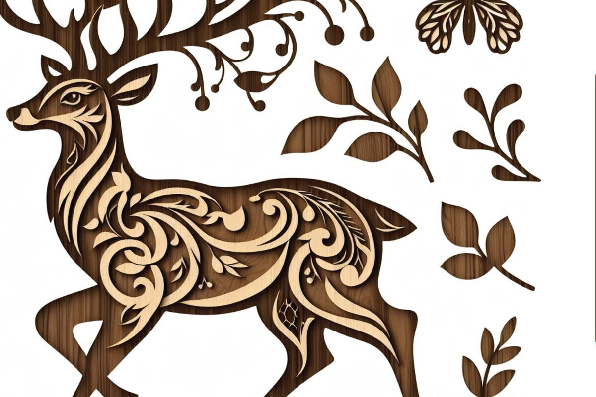 Intra απο ξύλο plywood 3mm-4mm πάχος - Cricut Laser Cut Panno Deer  Δίασταση 40x50 cm INTRAFABR-88518531