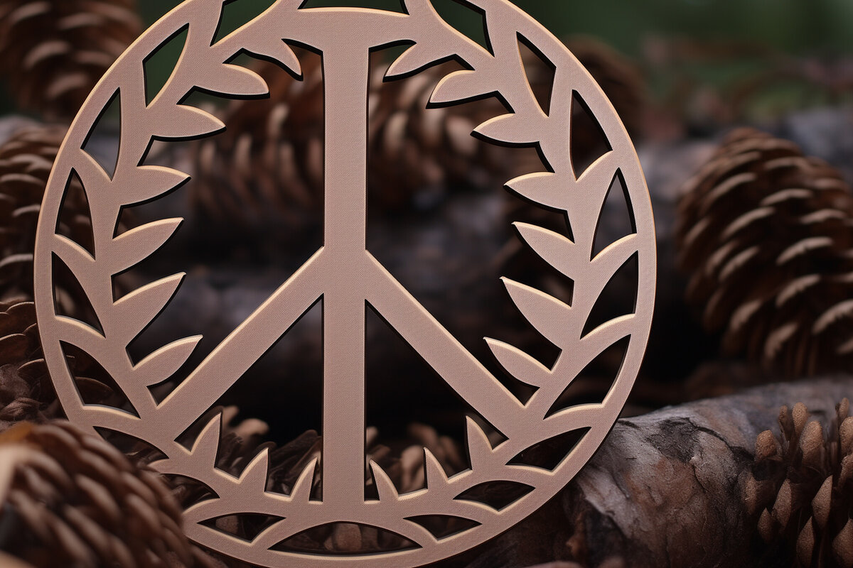 Σετ των 2 Intra απο ξύλο plywood 3mm-4mm πάχος - Cricut Πινακίδα ειρήνης με   Δίασταση 20x20 cm INTRAFABR-90951045