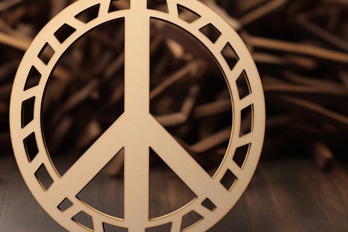 Σετ των 2 Intra απο ξύλο plywood 3mm-4mm πάχος - Cricut Πινακίδα ειρήνης με   Δίασταση 20x20 cm INTRAFABR-90951363