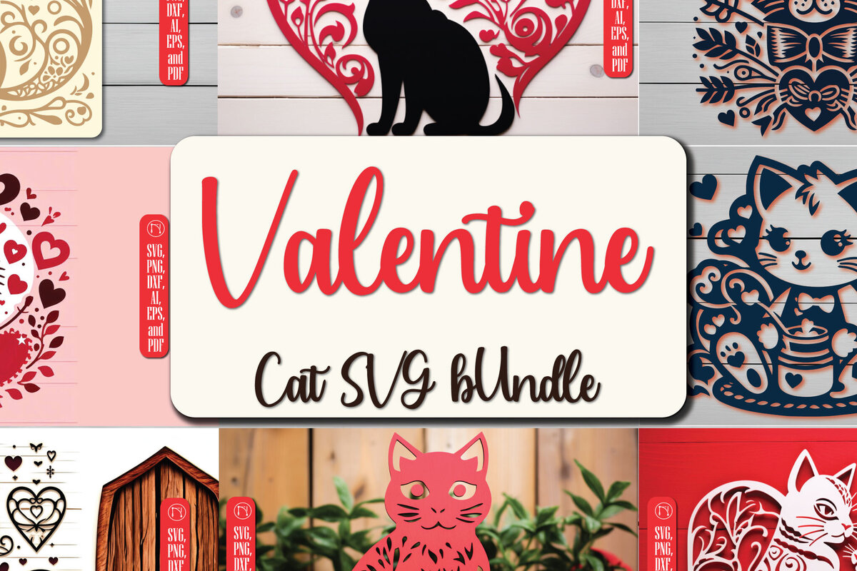 Σετ των 3 Intra απο ξύλο plywood 3mm-4mm πάχος - Cricut Laser Cut Valentine Cat  Δίασταση 4x4 cm INTRAFABR-88685132