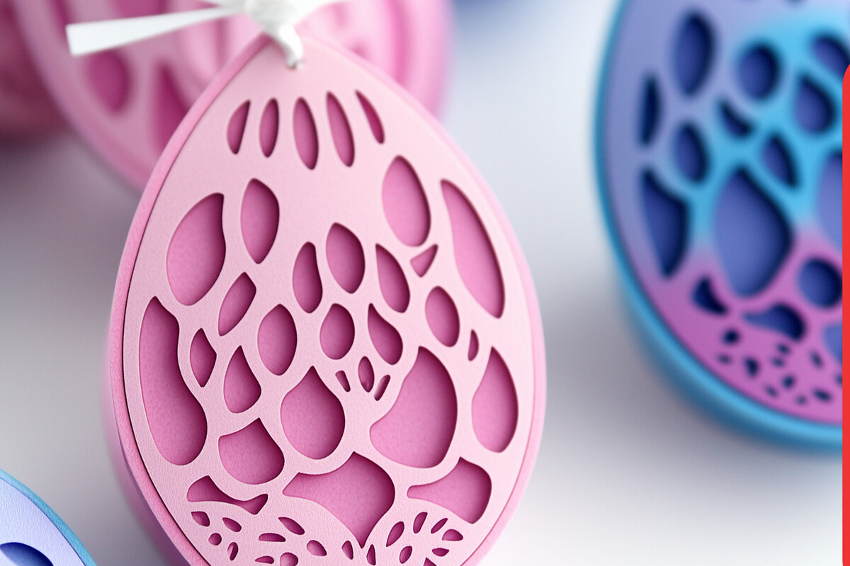 Σετ των 3 Intra απο ξύλο plywood 3mm-4mm πάχος - Πασχαλινά αυγά με στρώσεις Cricut Ετικέτα  Cut F Δίασταση 4x4 cm INTRAFABR-118200181