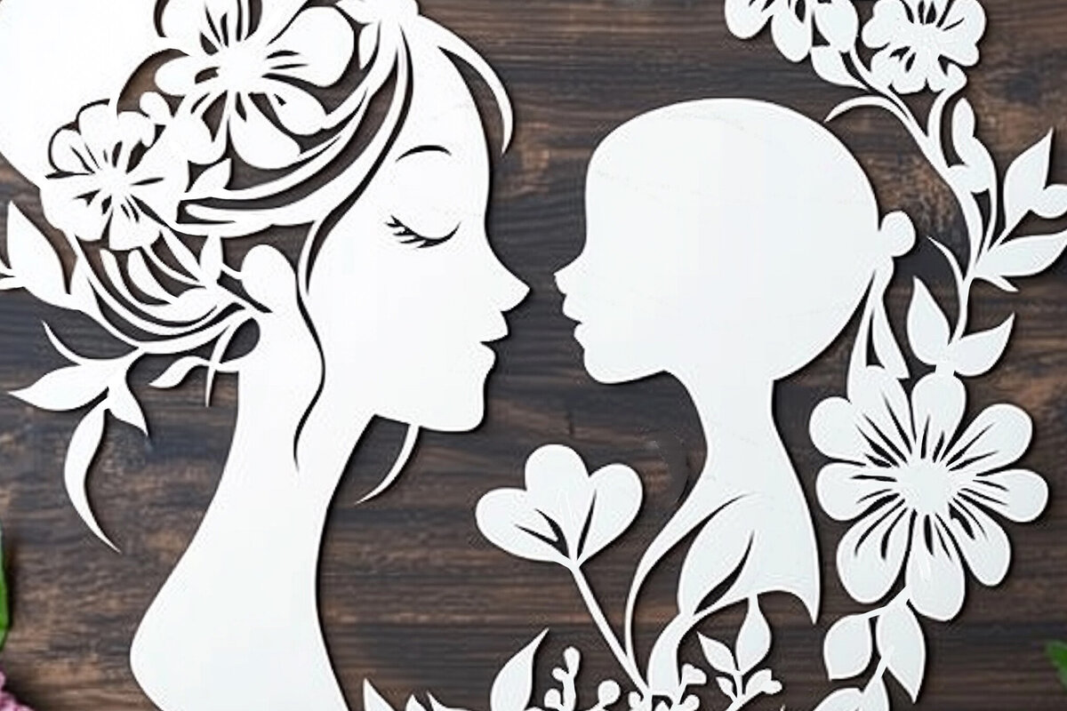 Σετ των 2 Intra απο ξύλο plywood 3mm-4mm πάχος - Cricut Cut   για την Ημέρα της Μητέρας Δίασταση 20x20 cm INTRAFABR-116591228