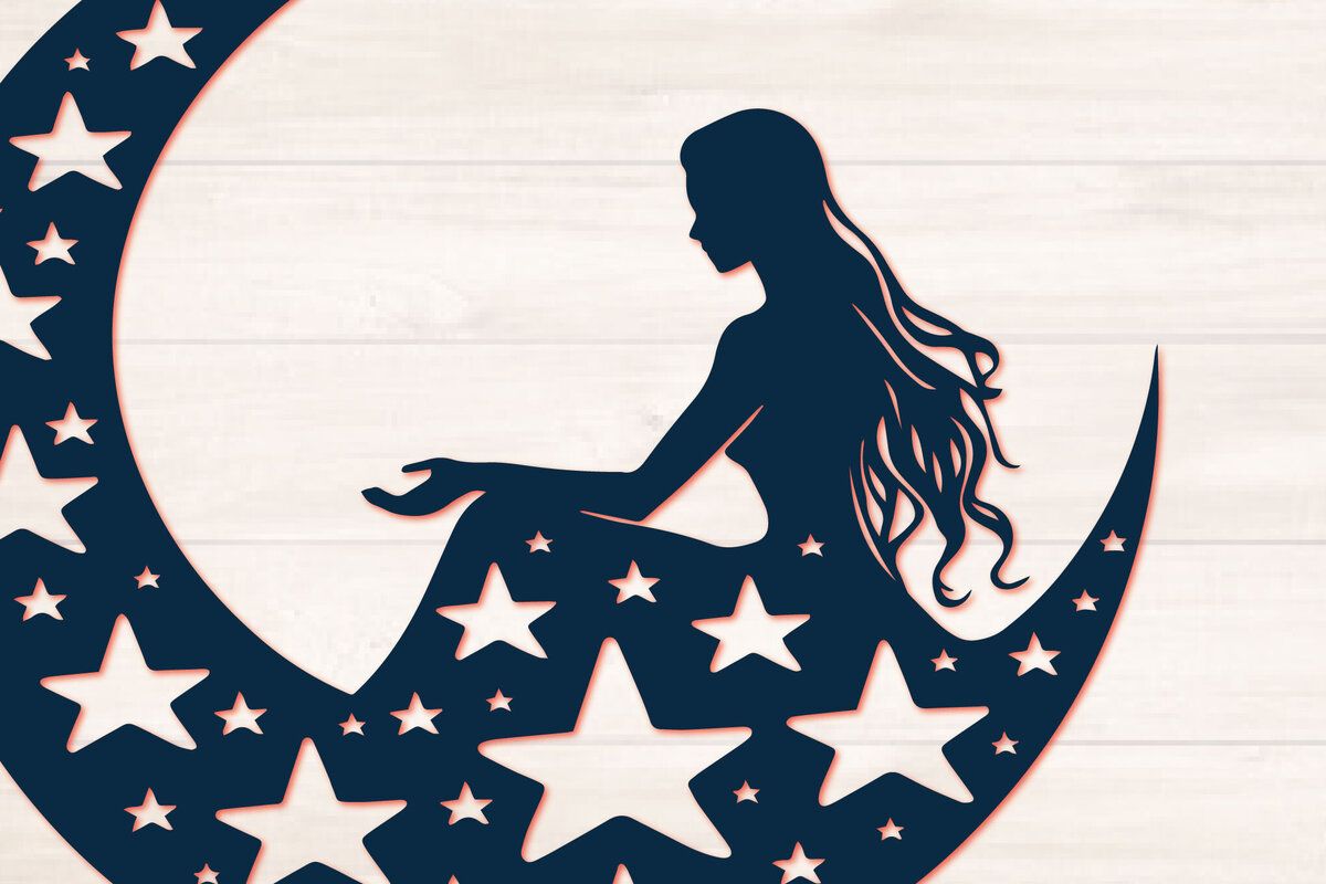 Σετ των 2 Intra απο ξύλο plywood 3mm-4mm πάχος - Cricut Mystical Moon Girl  Cut  Δίασταση 20x20 cm INTRAFABR-116575244