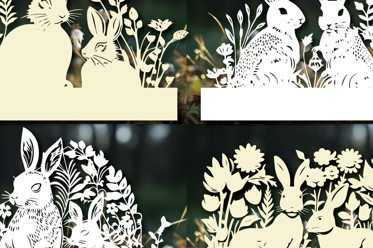 Σετ των 3 Intra απο ξύλο plywood 3mm-4mm πάχος - Πακέτο Cricut Paper Craft Rabbit  Δίασταση 4x4 cm INTRAFABR-89582220