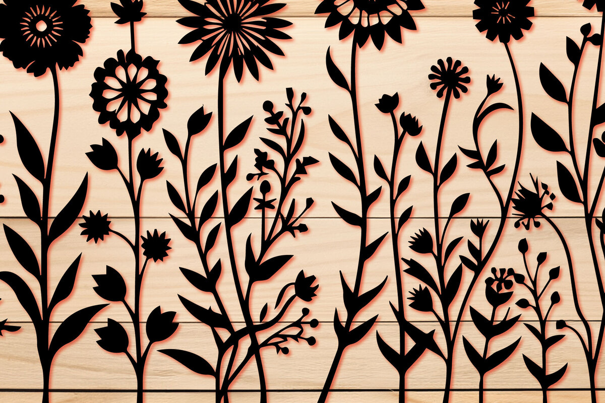 Intra απο ξύλο plywood 3mm-4mm πάχος - Πακέτο  με χαρτί Cricut Cut Wild Flowers Δίασταση 30x20 cm INTRAFABR-89284901