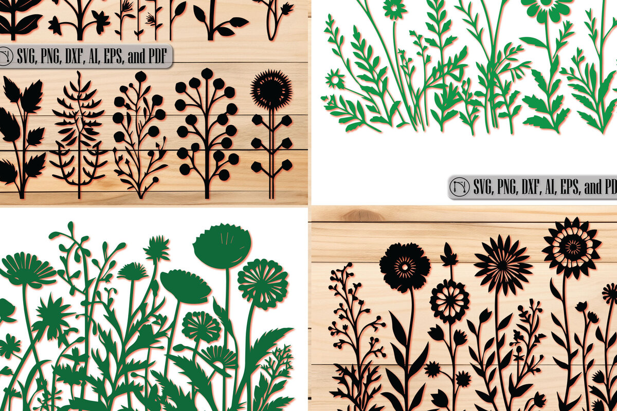 Intra απο ξύλο plywood 3mm-4mm πάχος - Πακέτο  με χαρτί Cricut Cut Wild Flowers Δίασταση 30x20 cm INTRAFABR-89285773
