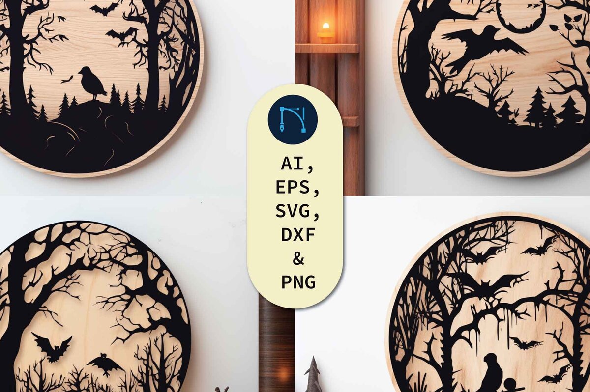 Σετ των 3 Intra απο ξύλο plywood 3mm-4mm πάχος - Πακέτο  με στρογγυλή ξύλινη πινακίδα Cricut Δίασταση 4x4 cm INTRAFABR-80200566