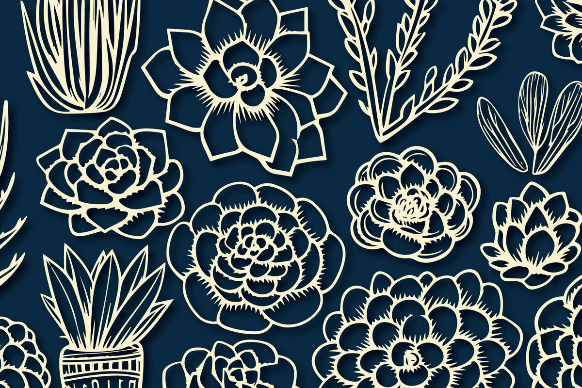 Σετ των 2 Intra απο ξύλο plywood 3mm-4mm πάχος - Cricut SUCCULENTS  Cut File Bundle Δίασταση 10x15 cm INTRAFABR-89504624