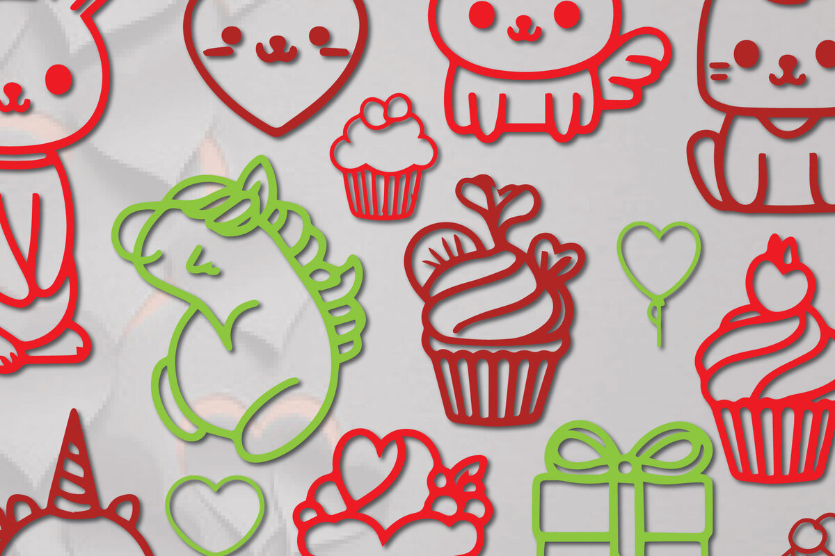 Σετ των 3 Intra απο ξύλο plywood 3mm-4mm πάχος - Πακέτο Cricut Valentine Animal  Δίασταση 4x4 cm INTRAFABR-86276403