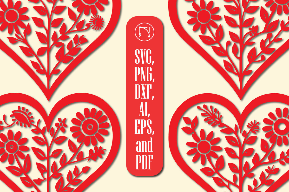 Σετ των 3 Intra απο ξύλο plywood 3mm-4mm πάχος - Πακέτο Cricut Valentine Floral Heart  Δίασταση 4x4 cm INTRAFABR-86231356