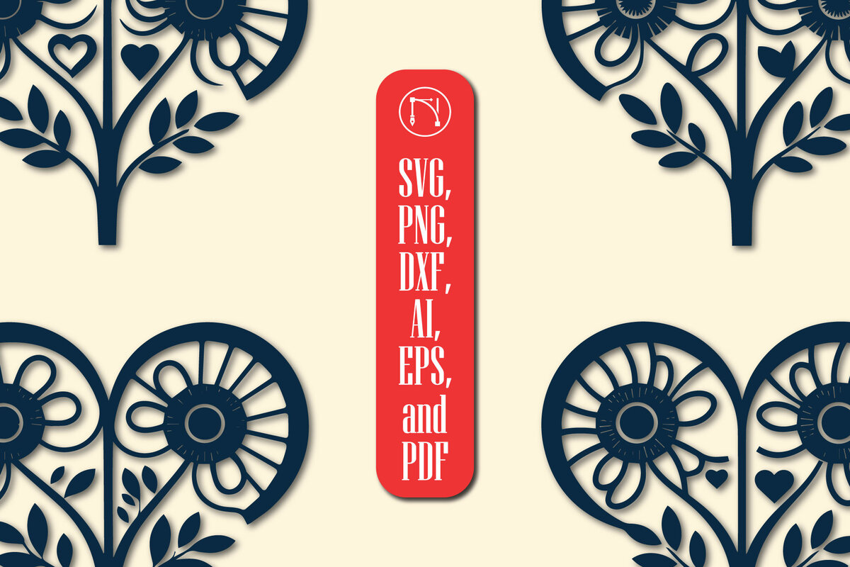 Σετ των 3 Intra απο ξύλο plywood 3mm-4mm πάχος - Πακέτο Cricut Valentine Floral Heart  Δίασταση 4x4 cm INTRAFABR-86211697