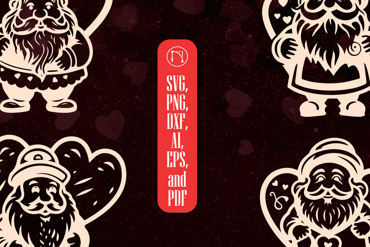 Σετ των 3 Intra απο ξύλο plywood 3mm-4mm πάχος - Πακέτο Cricut Valentine Gnome  Δίασταση 4x4 cm INTRAFABR-86702374