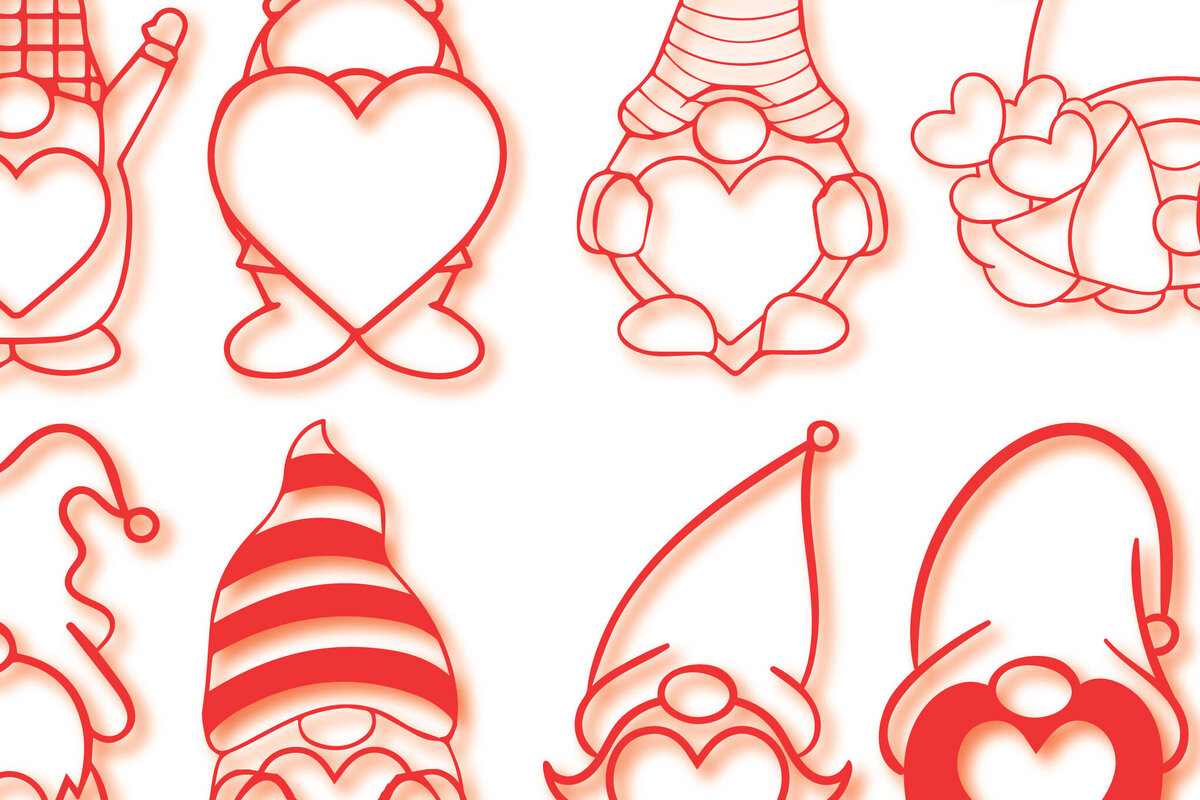 Σετ των 3 Intra απο ξύλο plywood 3mm-4mm πάχος - Πακέτο Cricut Valentine Gnome  Δίασταση 4x4 cm INTRAFABR-86720710