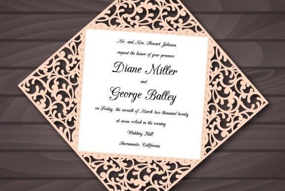 Σετ των 3 Intra απο ξύλο plywood 3mm-4mm πάχος - Προσκλητήριο γάμου Cricut Τετράπτυχη κάρτα Δίασταση 7x5 cm INTRAFABR-32394344