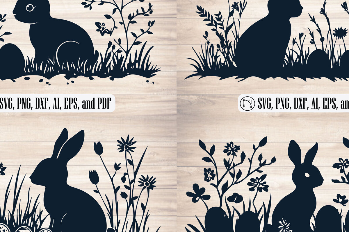 Σετ των 3 Intra απο ξύλο plywood 3mm-4mm πάχος - Cricut Wildflower Πασχαλινό λαγουδάκι  Δίασταση 4x4 cm INTRAFABR-116532102