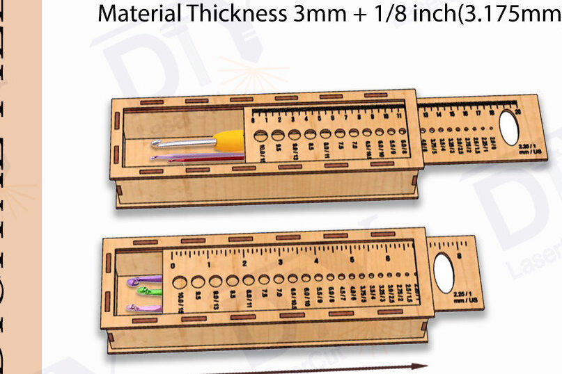 Intra απο ξύλο plywood 3mm-4mm πάχος - Θήκη για βελονάκι Κοπή Laser 3mm Δίασταση 30x20 cm INTRAFABR-114140280