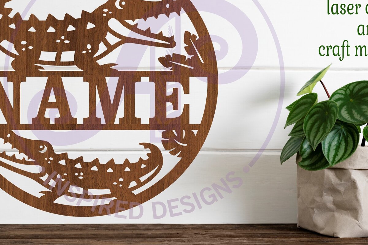 Intra απο ξύλο plywood 3mm-4mm πάχος - Πινακίδα ονόματος κροκόδειλου  Laser Cut Δίασταση 30x20 cm INTRAFABR-96469385