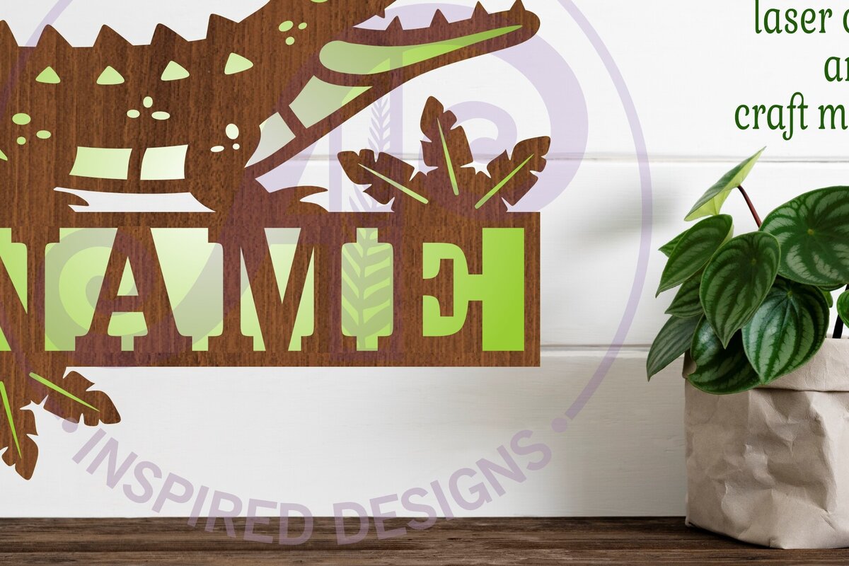 Intra απο ξύλο plywood 3mm-4mm πάχος - Σήμα ονόματος κροκόδειλου  Laser Cut Δίασταση 30x20 cm INTRAFABR-96528191