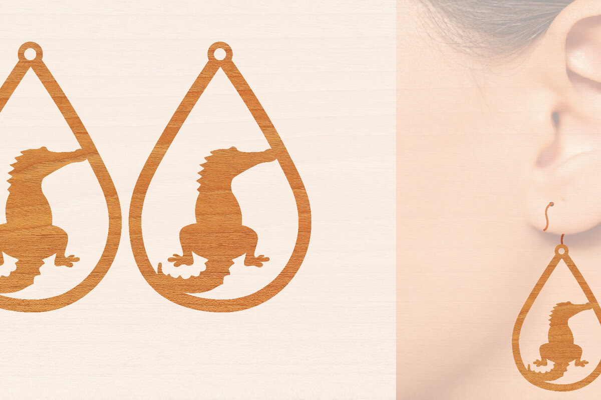 Σετ των 3 Intra απο ξύλο plywood 3mm-4mm πάχος - Σκουλαρίκια από κροκόδειλο ξύλο κοπής με λέιζερ  Δίασταση 3x3 cm INTRAFABR-98725566