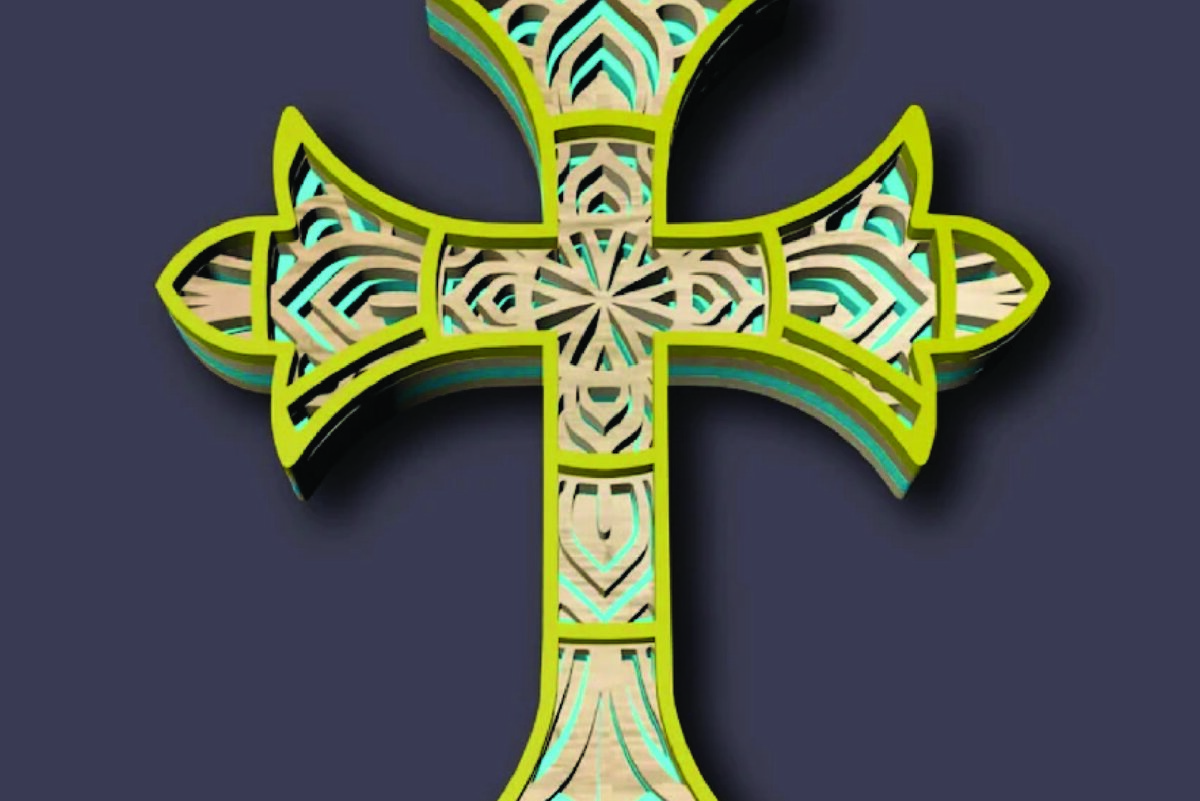 Σετ των 2 Intra απο ξύλο plywood 3mm-4mm πάχος - Σταυρός Δίασταση 30x20 cm INTRAFABR-21427599