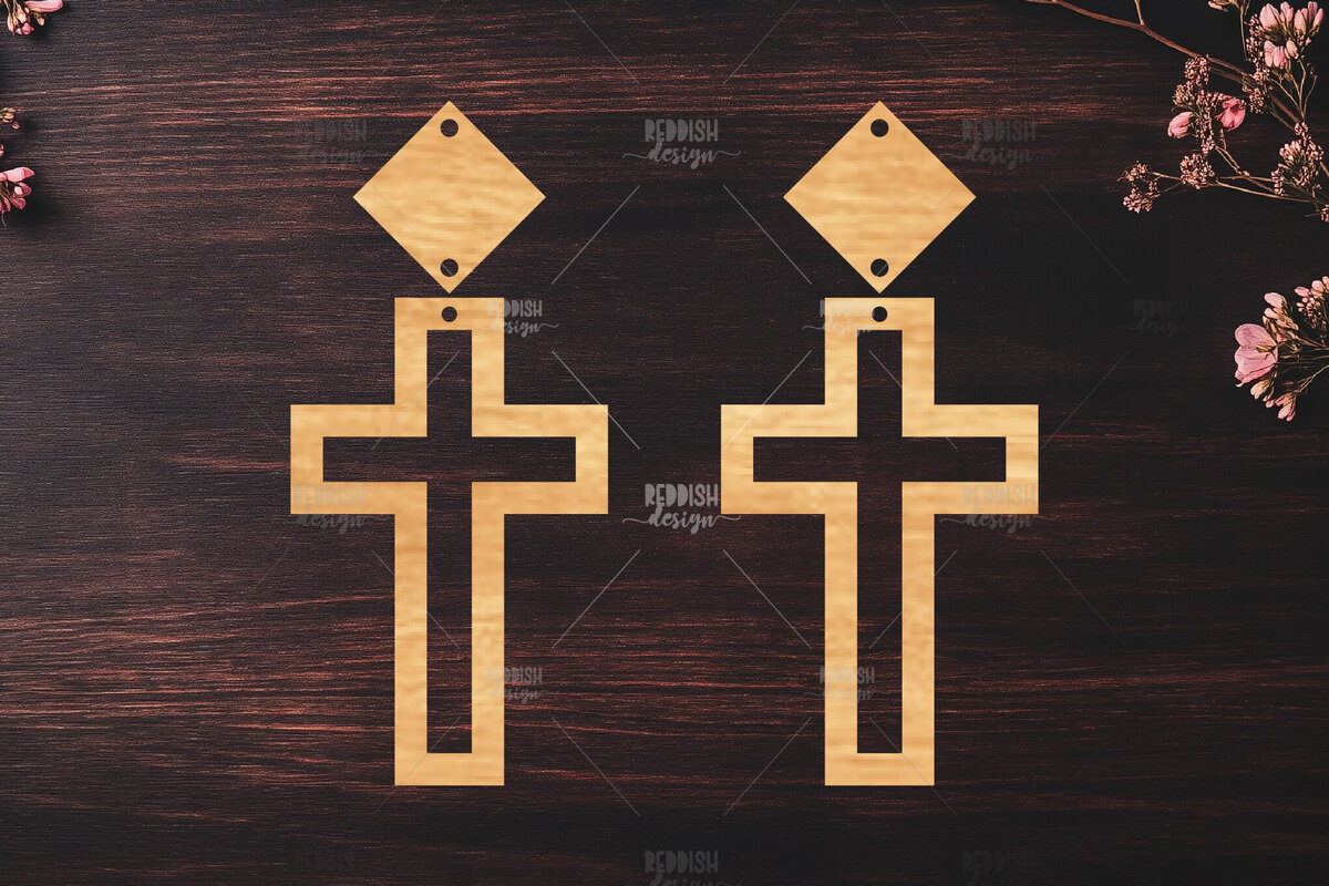 Σετ των 3 Intra απο ξύλο plywood 3mm-4mm πάχος - Σταυρωτά σκουλαρίκια Laser Cut  Δίασταση 3x3 cm INTRAFABR-118942537