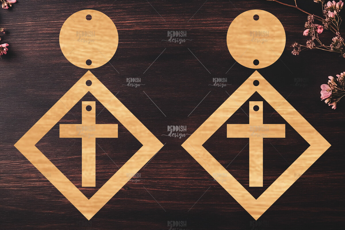 Σετ των 3 Intra απο ξύλο plywood 3mm-4mm πάχος - Σταυρωτά σκουλαρίκια Laser Cut  Δίασταση 3x3 cm INTRAFABR-118942578