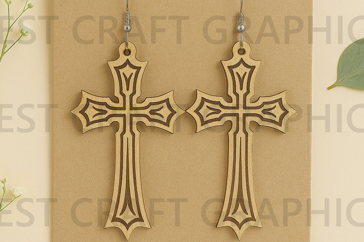 Σετ των 3 Intra απο ξύλο plywood 3mm-4mm πάχος - Cross Faith Earrings – Laser Cut Δίασταση 3x3 cm INTRAFABR-124681818