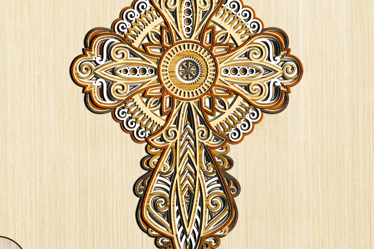 Σετ των 2 Intra απο ξύλο plywood 3mm-4mm πάχος - Αρχεία CROSS για Cricut,  Δίασταση 12x12 cm INTRAFABR-9307400