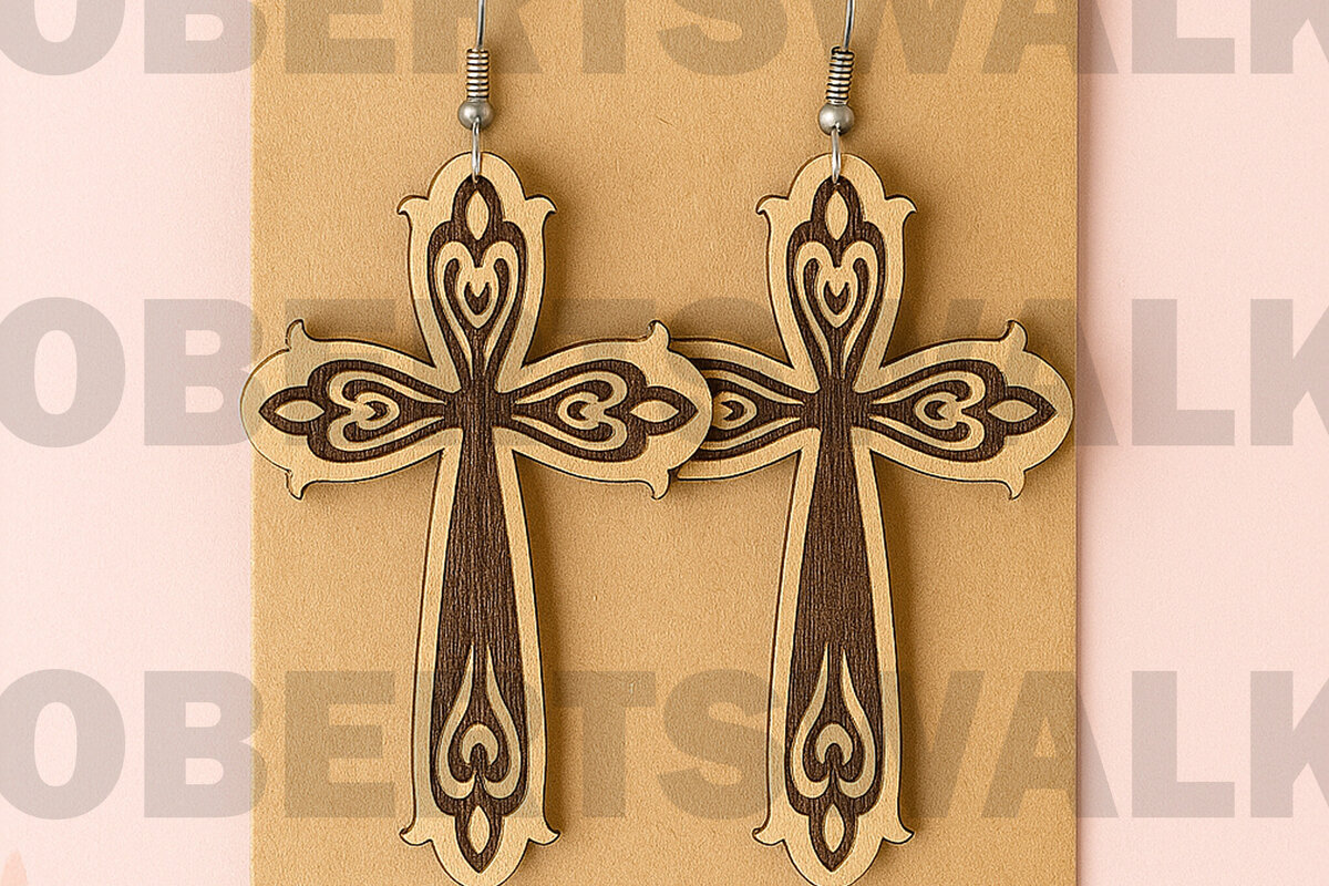 Σετ των 3 Intra απο ξύλο plywood 3mm-4mm πάχος - Σκουλαρίκια σταυρωτής καρδιάς  Δίασταση 3x3 cm INTRAFABR-124683422