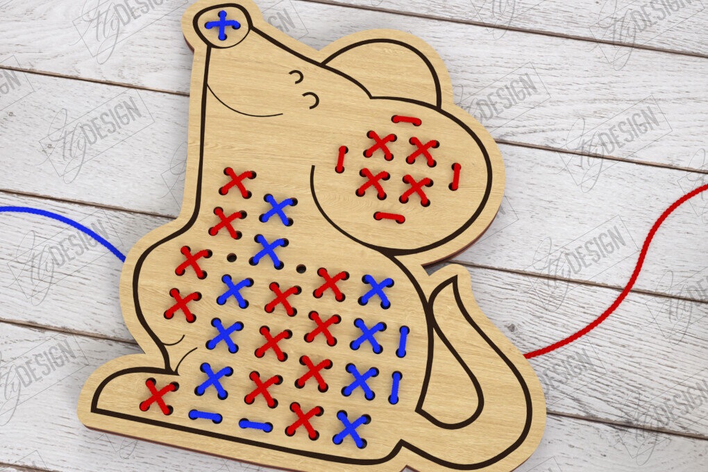 Σετ των 2 Intra απο ξύλο plywood 3mm-4mm πάχος - Cross Stitch Animals Cut Laser | CNC Δίασταση 15x15 cm INTRAFABR-122668645