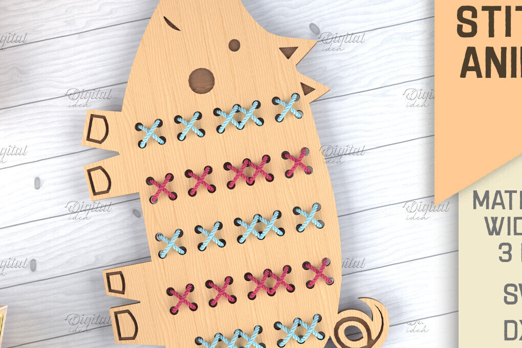 Σετ των 2 Intra απο ξύλο plywood 3mm-4mm πάχος - Cross Stitch Animals . Pig  Δίασταση 30x20 cm INTRAFABR-86602487