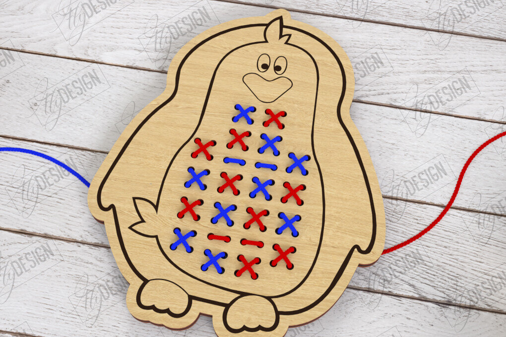 Σετ των 2 Intra απο ξύλο plywood 3mm-4mm πάχος - Cross Stitch Laser Cut|Montessori Lacing Δίασταση 15x15 cm INTRAFABR-122462659