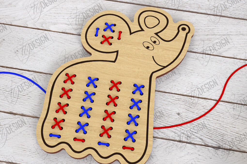 Σετ των 2 Intra απο ξύλο plywood 3mm-4mm πάχος - Cross Stitch Laser Cut|Montessori Lacing Δίασταση 15x15 cm INTRAFABR-122462664